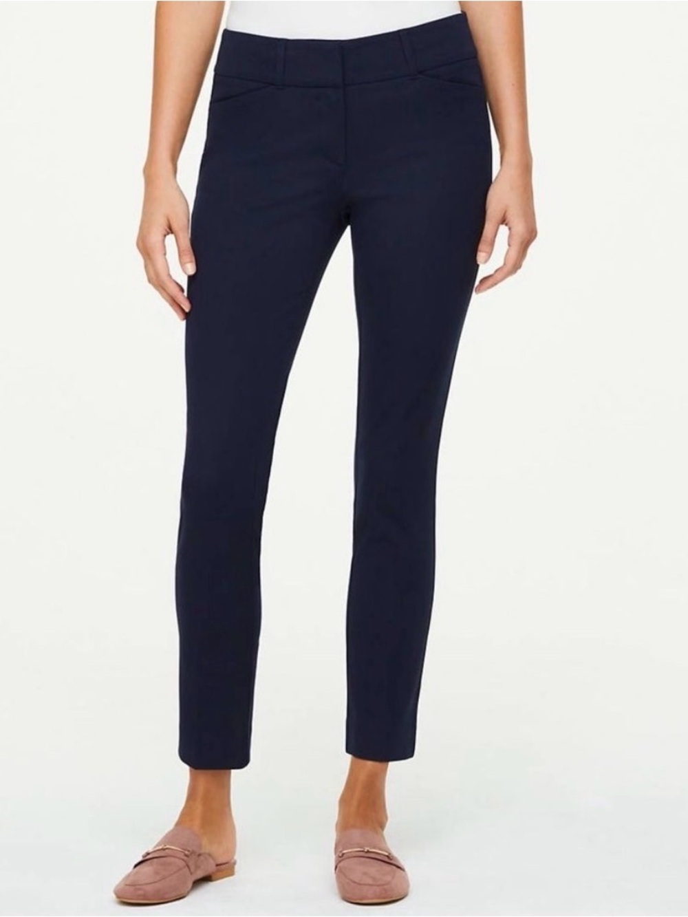 LOFT Julie Skinny Ankle Pant, curvy fit, navy blue, Work Dress Pants, trousers